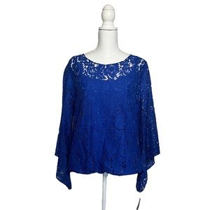 ALFANI Blue Floral Lace Top with Tank underneath